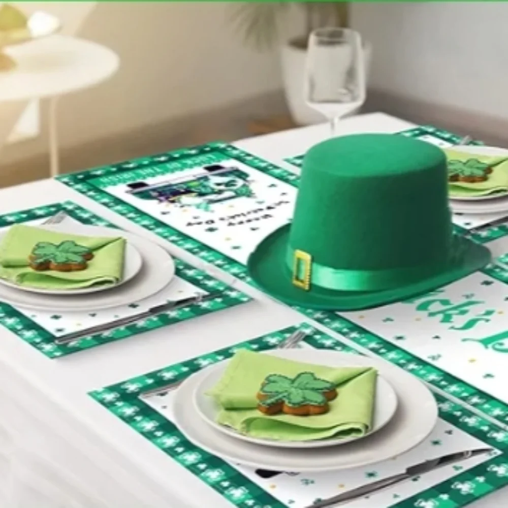 Buryeah St. Patrick's Day 13x72 Inch Table Runner & 4 Placemat Set